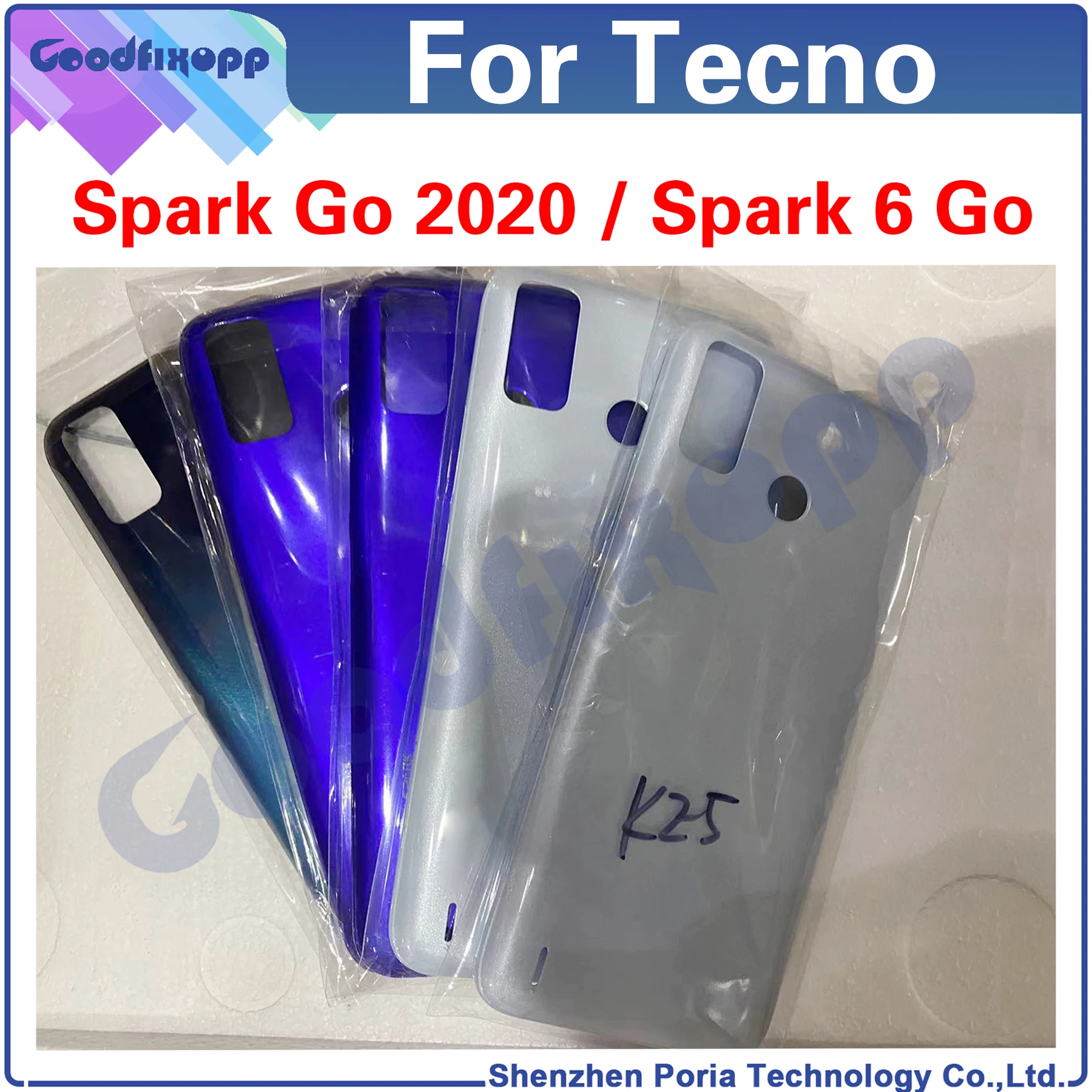 

6,52 дюймовая задняя крышка для Tecno Spark 6 Go / Go 2020 KE5, задняя крышка для заднего корпуса, задняя крышка батарейного отсека для замены Spark6Go