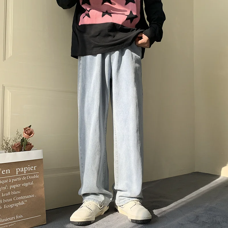 Blue Black Baggy Jeans Men Fashion Retro Casual Straight Jeans Men Streetwear Hip-hop Loose Denim Pants Mens Trousers S-2XL