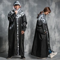 camouflage raincoat long cover foot electric car raincoat double brim men and women with sleeves zipper front opening rain gear