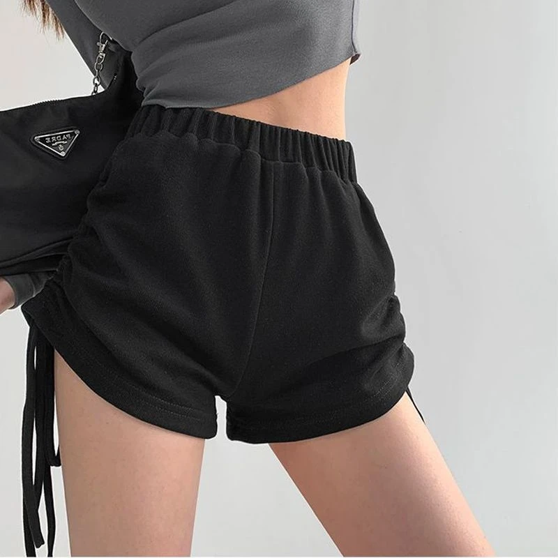 Korean New Girls' Slouchy Drawstring Pleated Sports Shorts Slim High Waist Leg Length Versatile Casual Summer Trendy Pants