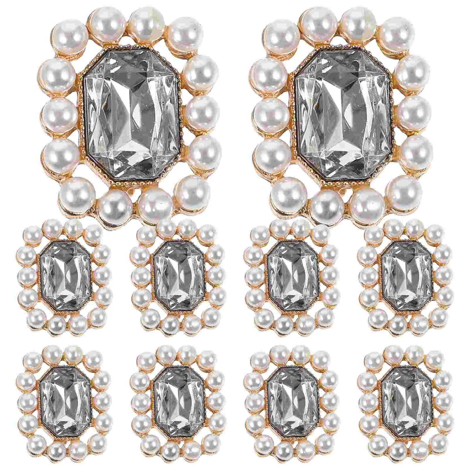 

10 Pcs Buttons Coat Clothes Clothing DIY Craft Replaceable Alloy Sewing Rhinestones Needlework