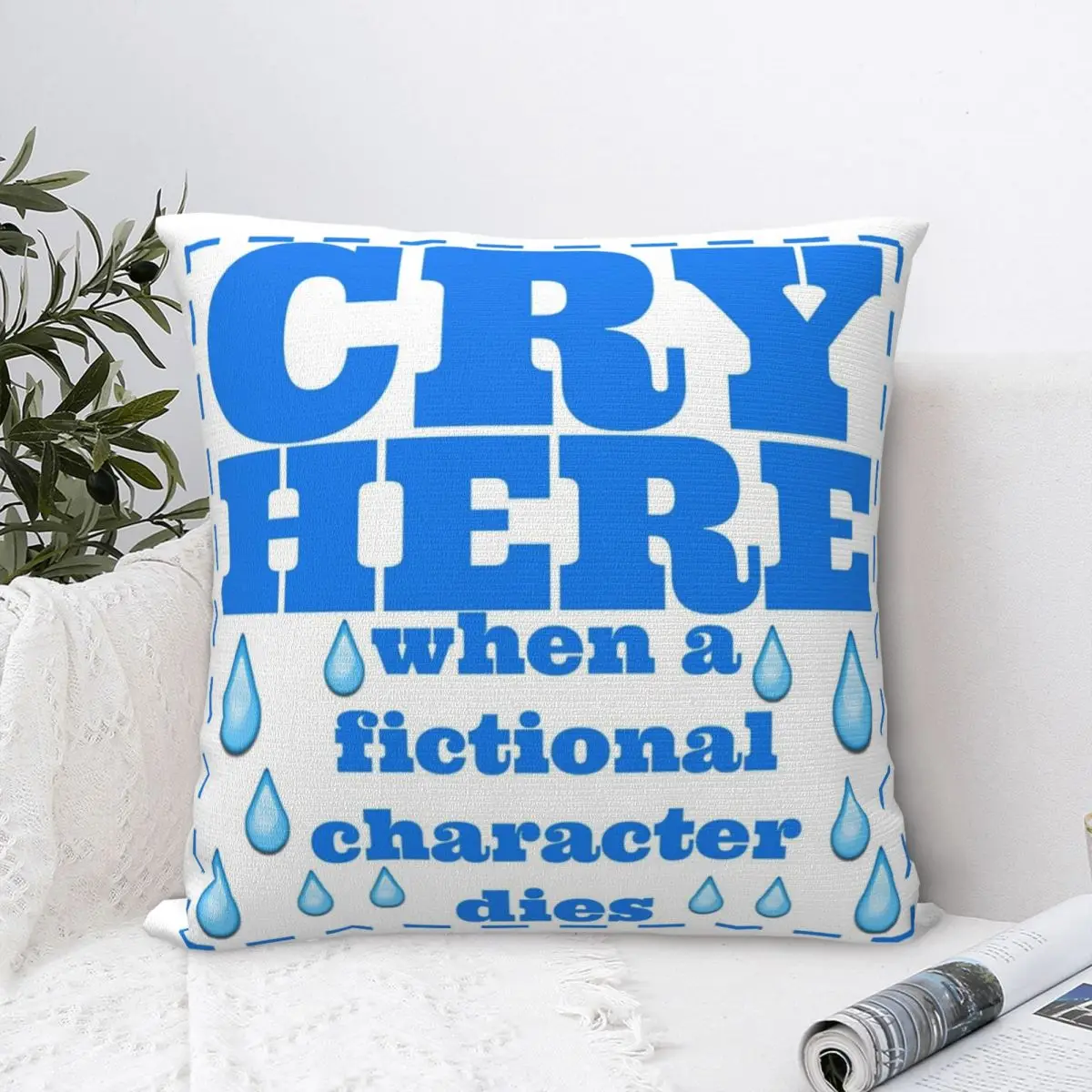 

Cry Here Square Pillowcase Cushion Cover Decorative Pillow Case Polyester Throw Pillow cover For Home Bedroom Car