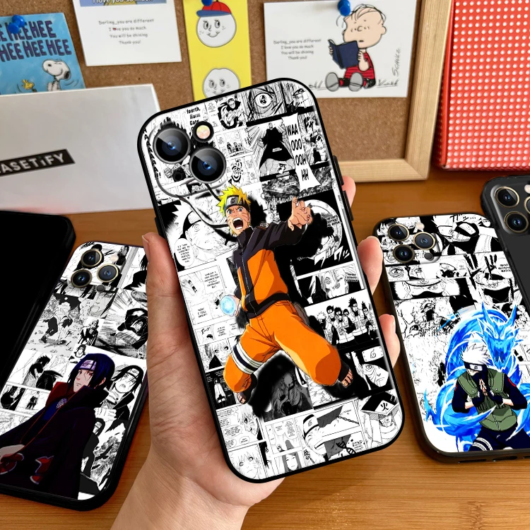

Anime Naruto Akatsuki Comics For Apple iPhone 13 12 11 Pro 12 13 Mini X XR XS Max SE 6 6S 7 8 Plus Phone Case TPU Coque Black