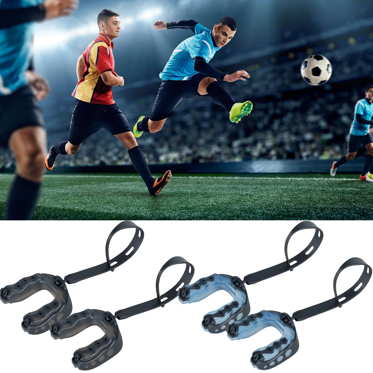 

2Pcs Football Mouth Guard Soft Youth Mouth Guard with Strap Sports Mouthpiece Braces Professional Sports Mouthguard for Boxing