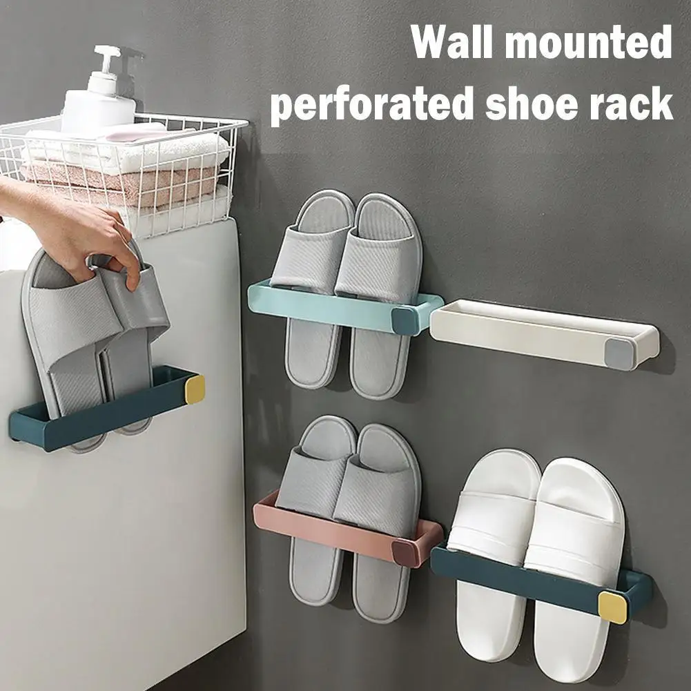 

Wall-Mounted Hole-Free Storage Shoe Rack Drain Moisture-Proof Cover Storage Rack Bathroom Towel Home Pot Rack Multi-Functio N9U2