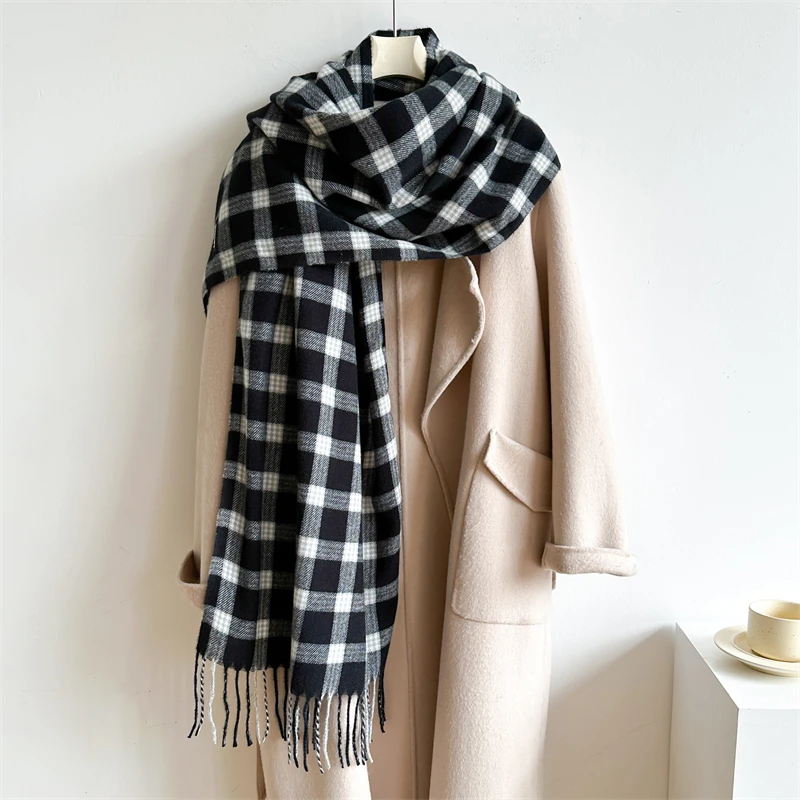 

2023 Cashmere Scarf for Women Winter Warm Shawl Blanket Large Tassel Female Poncho Elegant Plaid Echarpe Bufanda Pashmina