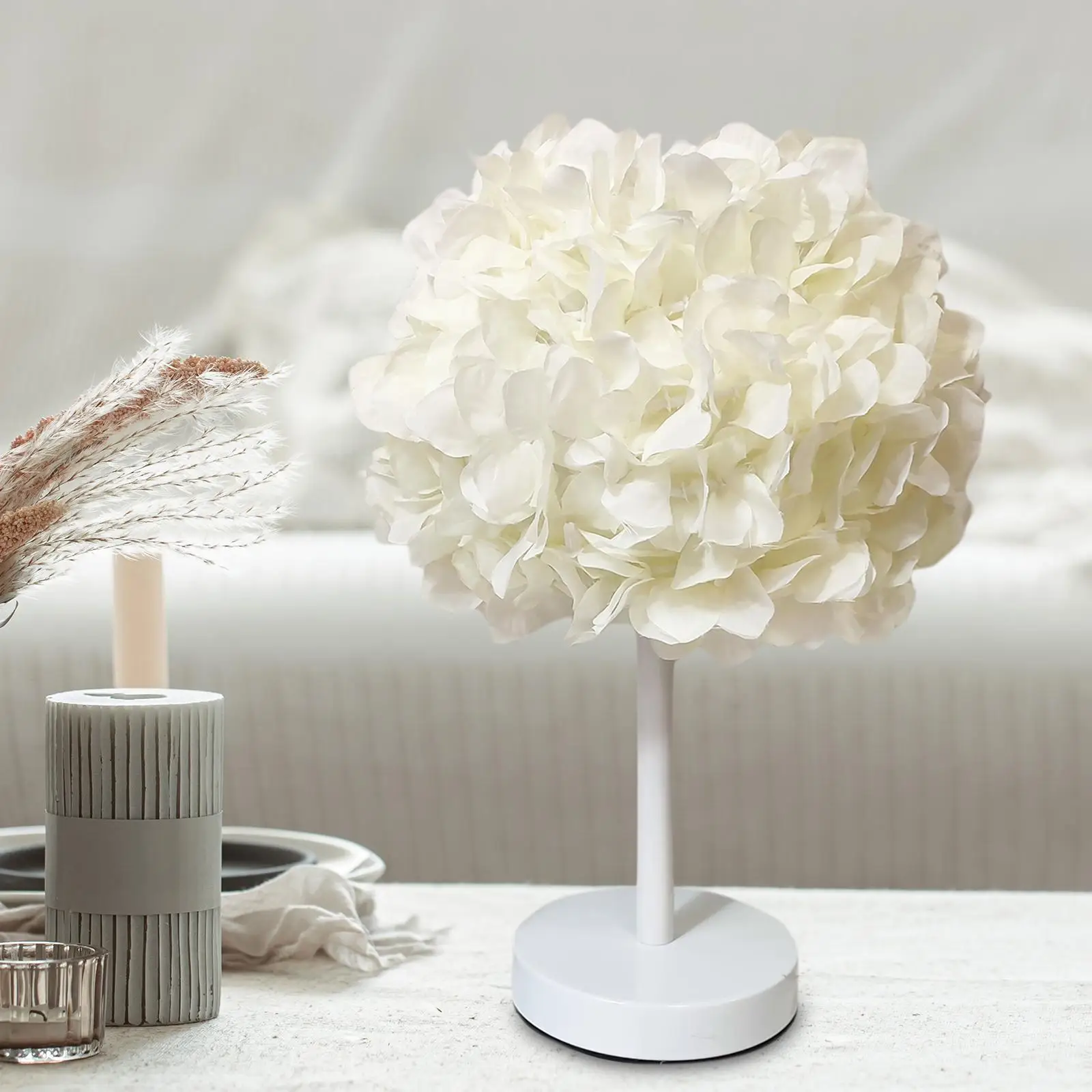 

Романтическая прикроватная настольная лампа, светодиодный ночсветильник, тканевый цветочный декоративный абажур, настольное освещение для офиса, свадьбы (Светодиодная лампа в комплекте)