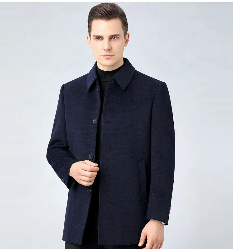 Двусторонняя кашемировая куртка мужские зимние пальто плотное шерстяное