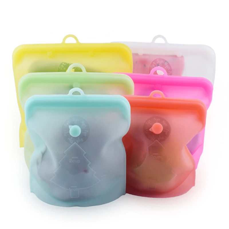 

3Pcs Silicone Food Storage Bags Reusable Freezer Bags Sealed Sandwich Bag Leakproof Food Storage Container for Meat Fruit Snack