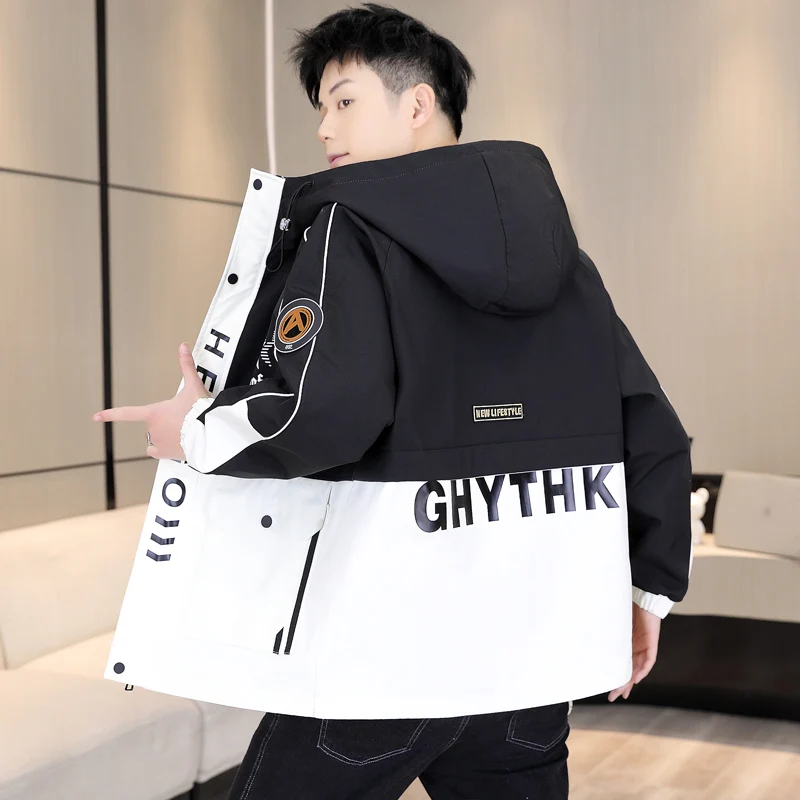 Новая мужская ветровка 2021 весенне-осенняя повседневная куртка с капюшоном