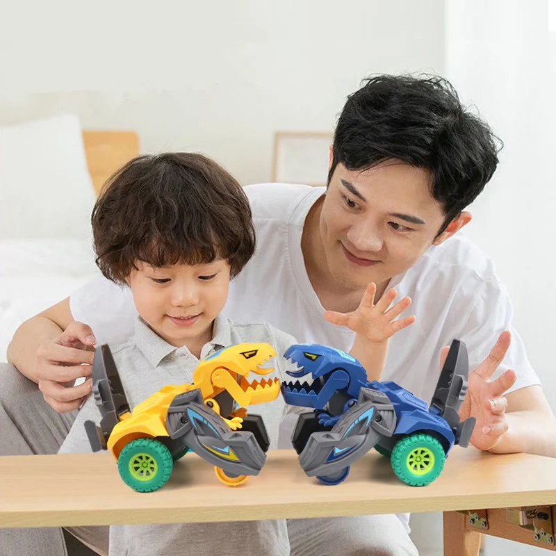 

Tyrannosaurus Rex Transforming Car Toys for Kids Inertial Sliding Cartoon Dinosaur Impact Deformation Cars Model Boys Toy Gift