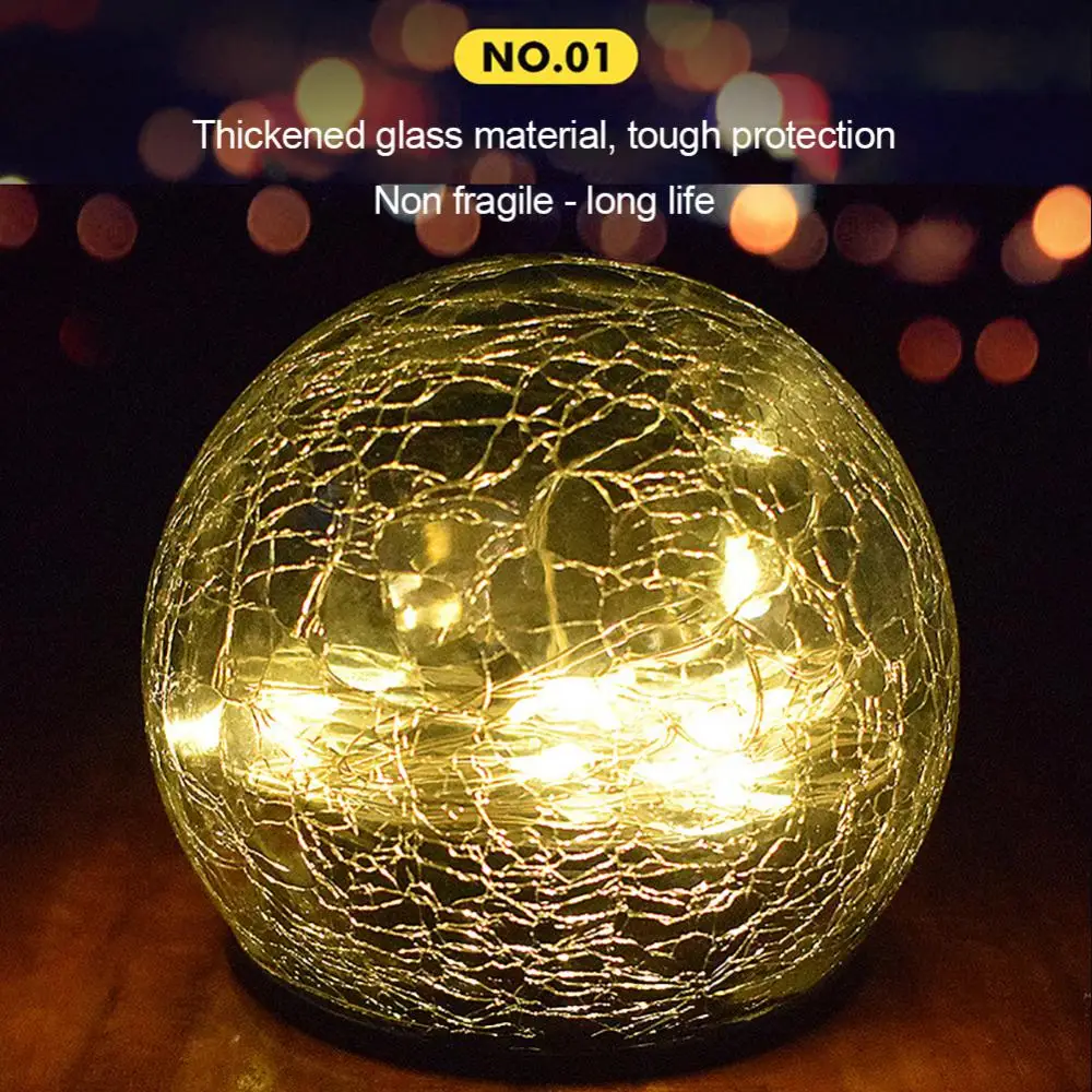 

Outdoor Court Solar Garden Light Cracked Glass Ball Outdoor Solar Courtyard Light Waterproof Led Solar Light 2023 Solar Lamp Hot