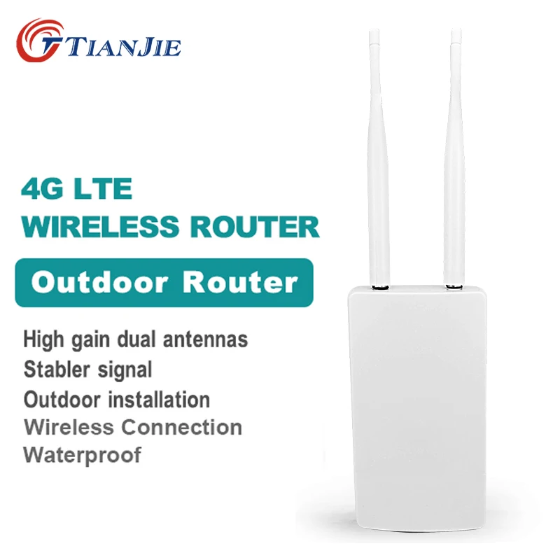 

2023 TIANJIE Waterproof Outdoor 4G CPE Router 150Mbps CAT4 LTE Routers 3G/4G SIM Card WiFi Router for IP Camera/Outside WiFi