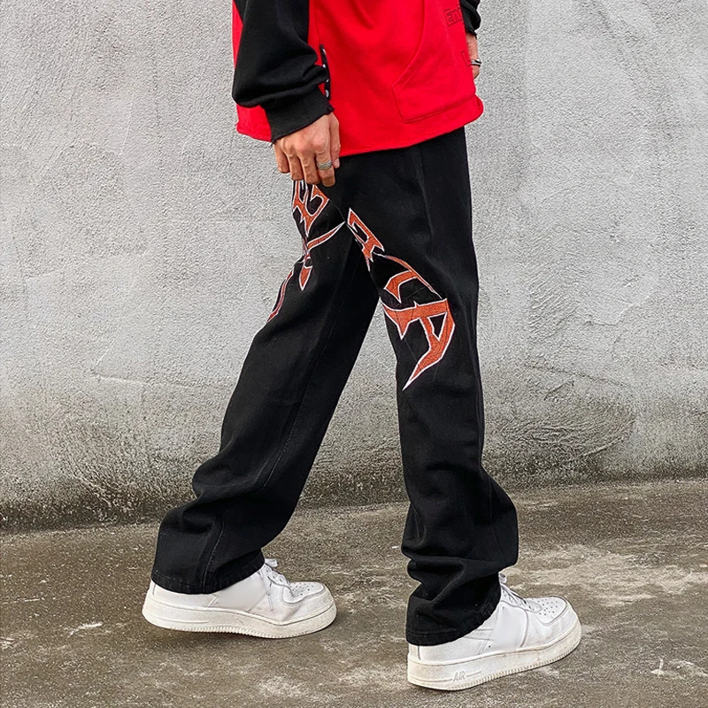 Men's Printed Oversize Y2K Clothes Jeans Pants Women's Baggy Jeans Clothing Streetwear Sweatpants Casual Straight Trousers
