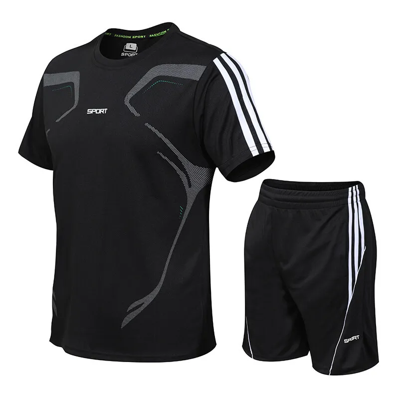 

2 Pcs/Set Men's Running Tracksuit Gym Fitness Badminton Sports Suit Clothes Jogging Sport Wear Exercise Workout Sportswear Sets