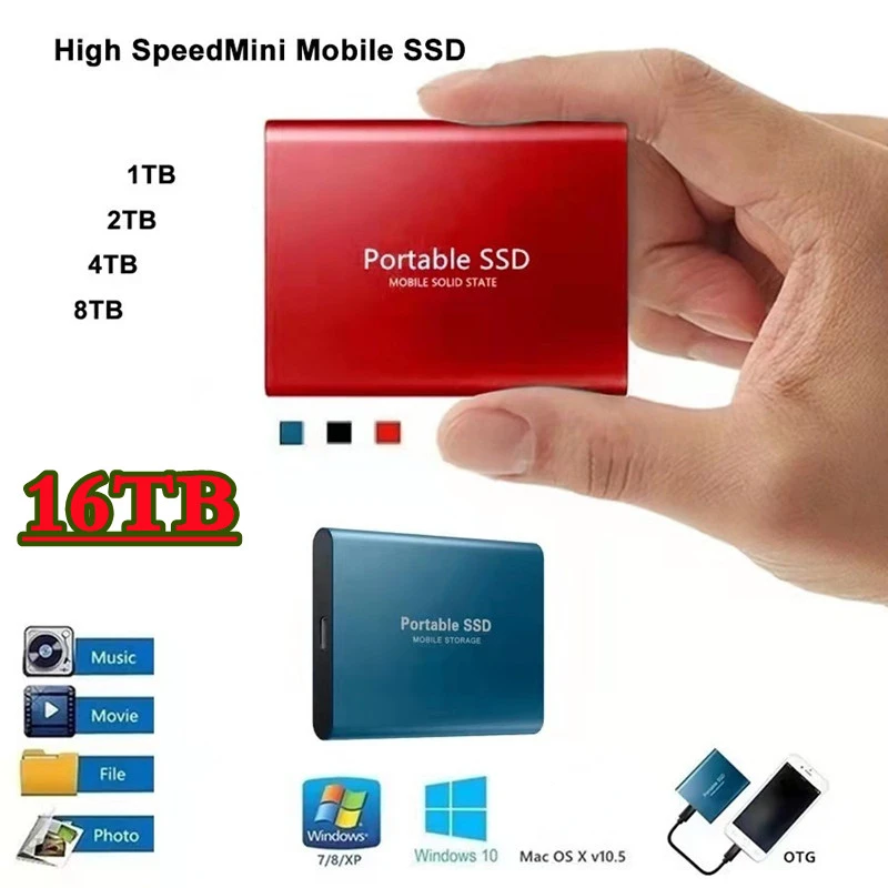 

20TB SSD Mobile Solid State Drive 16TB Storage Device Hard Drive Computer Portable USB 3.0 Mobile Hard Drives Solid State Disk