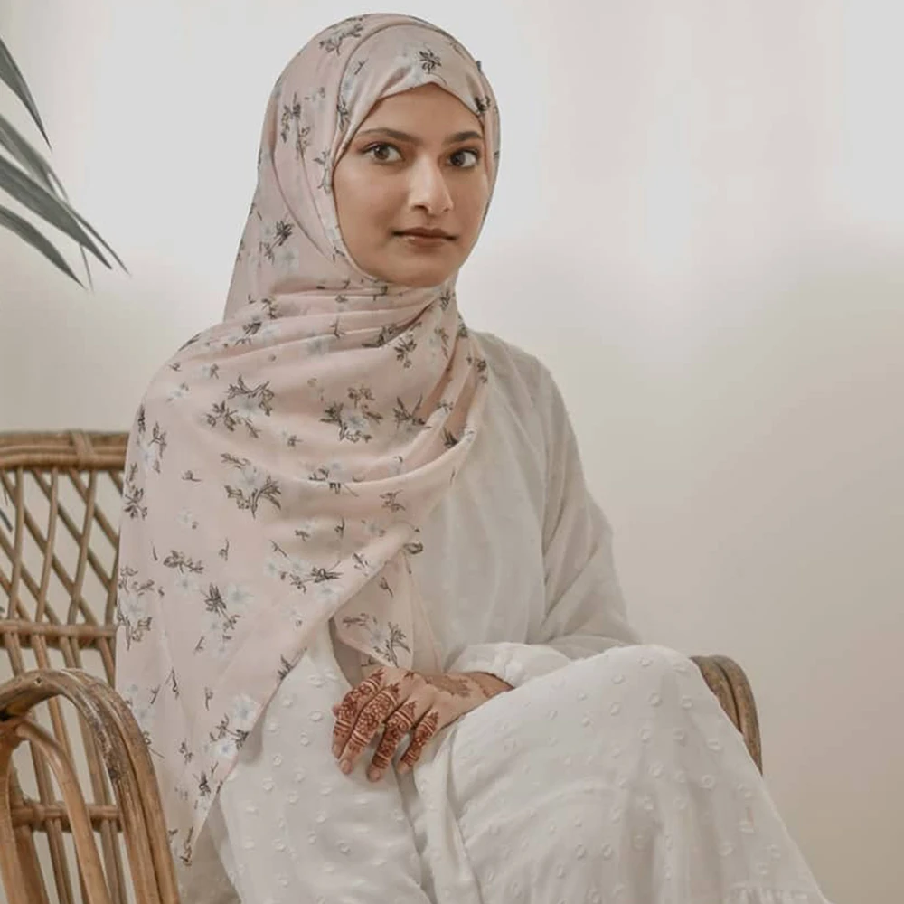 Шифоновый Хиджаб С Леопардовым Принтом Женская Шаль Тяжелым Пузырьковым