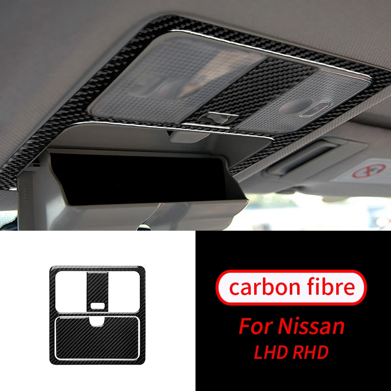 

For Nissan 350Z 2006-2009 2Pcs Real Carbon Fiber Hardtop Reading Lamp Panel Sticker Trim Car Interior Accessories