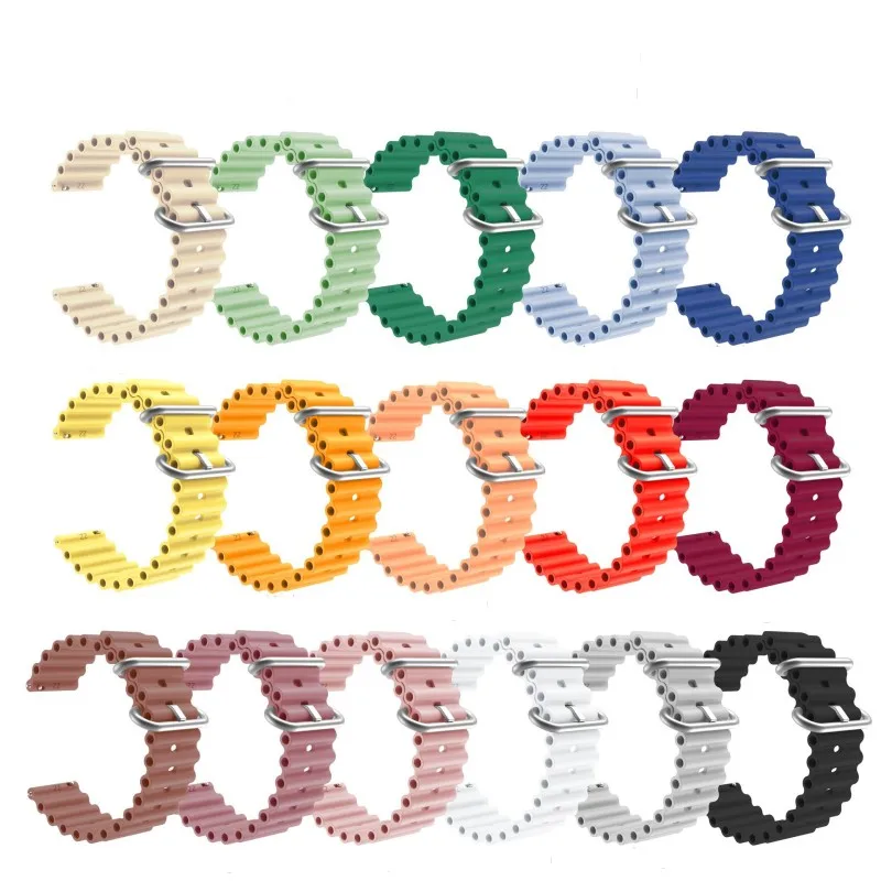Wholesale 50Pcs/Lot 20mm 22mm New Ocean Silicone Band Watch Band Watch Strap Silicone Strap 16 Colors Available