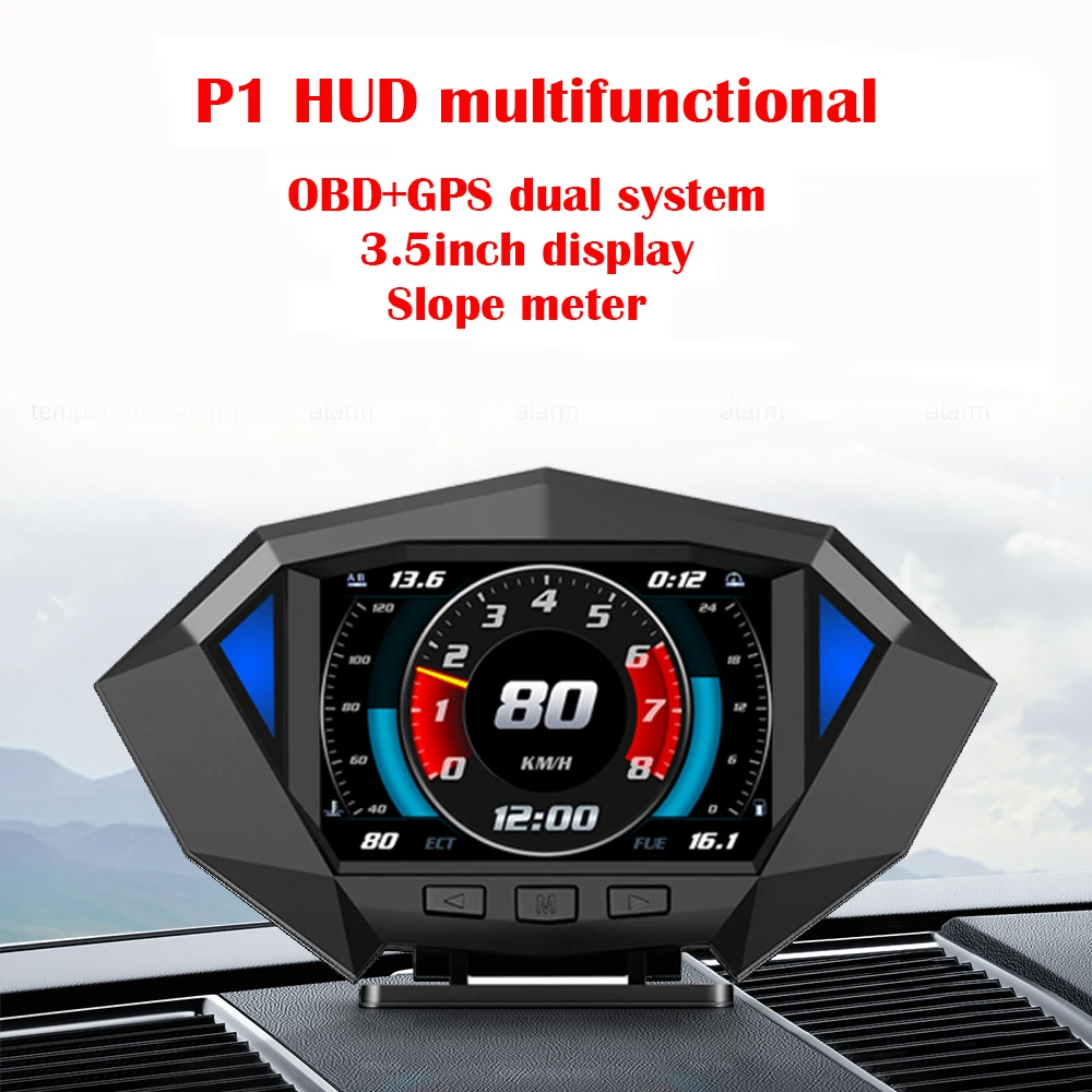 P1 HUD Измеритель наклона OBD2 GPS Двойная система Проекционный дисплей Клинометр