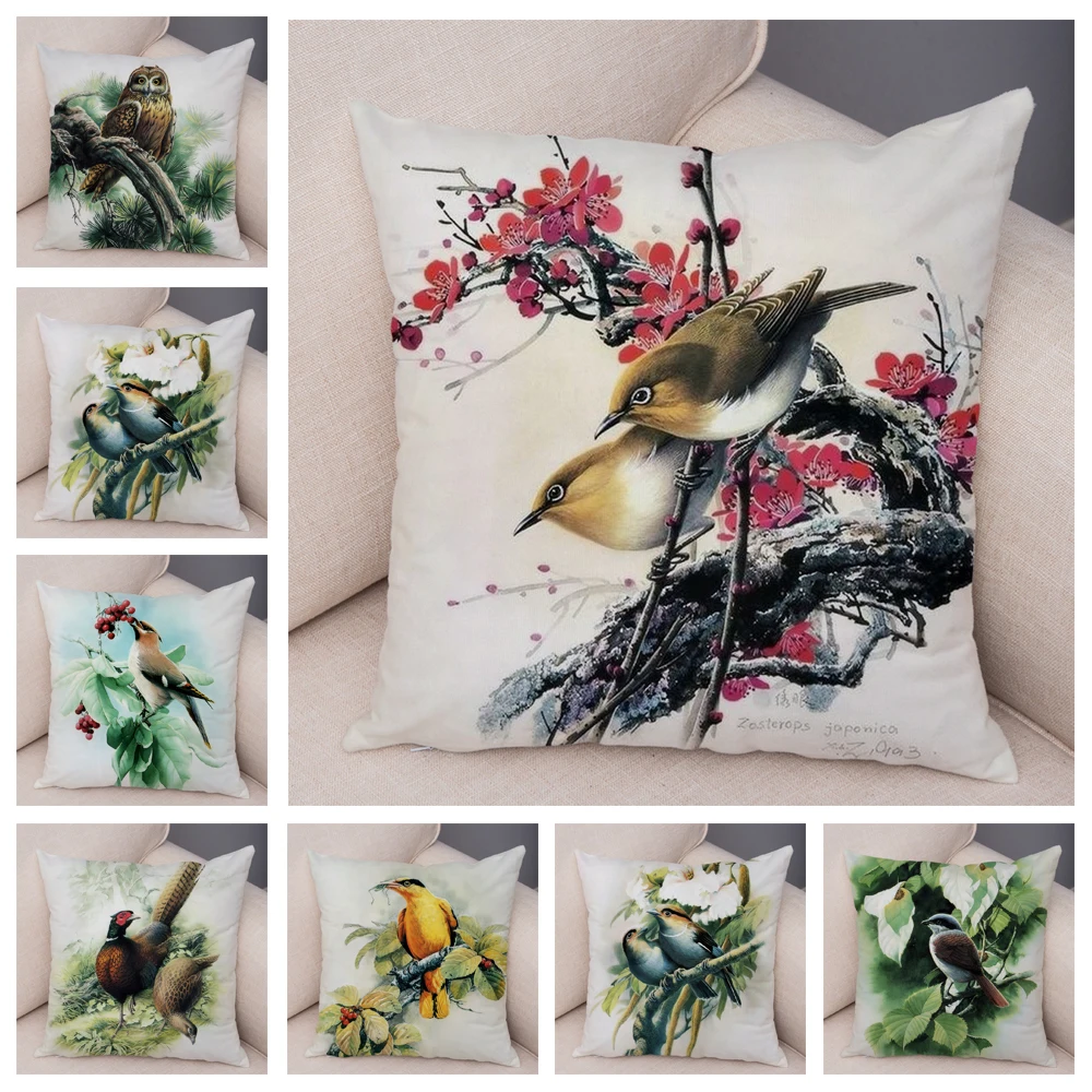 

Chinese Bird Owl Cushion Cover Decor cojines decorativos para sofá Pillow Case Home hogar funda cojin housse de coussin ramadan