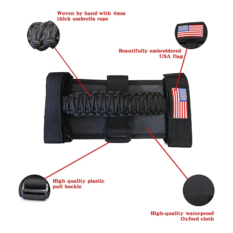 Рулонная планка из Паракорда захватные ручки рукоятки захвата для Jeep Wrangler JK TJ JL CJ