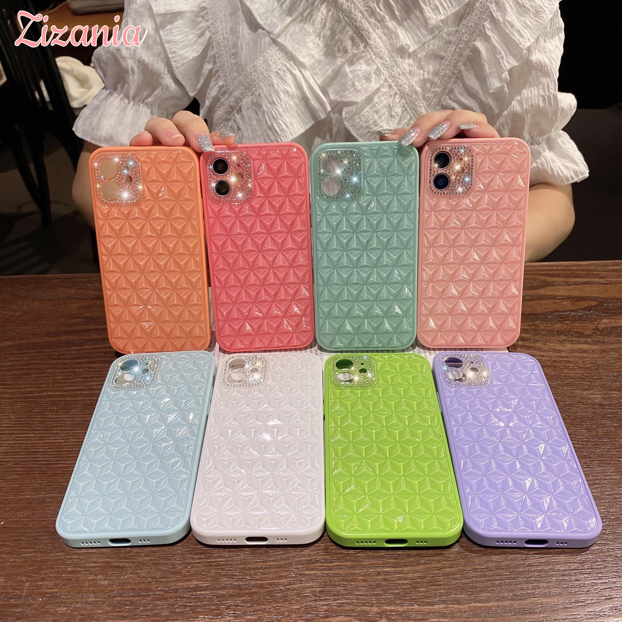 

Fashion Luxury Solid color Flash drill Phone Case For iPhone 13 12 11 Pro XS Max X XR 8 7 Plus Personality Shockproof Cover Gift
