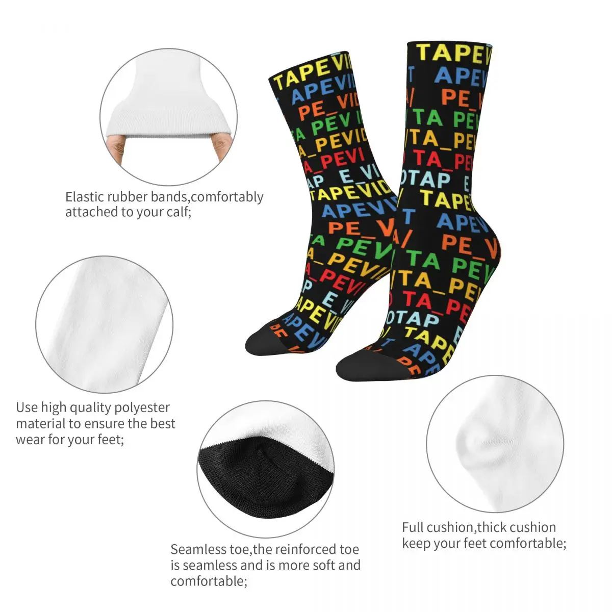 Videotape Radiohead In Rainbows Socks Men Women Soft Fashion Harajuku Stuff Middle TubeSocks Christmas Present