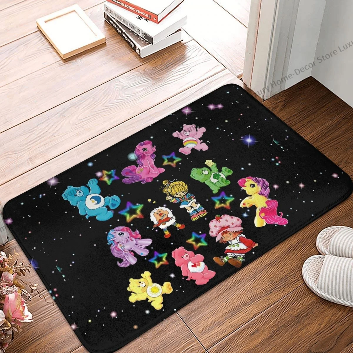 

Strawberry Shortcake Non-slip Doormat Bath Mat Characters Unite Rainbow Stars Floor Carpet Entrance Door Rug Indoor Decorative