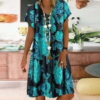womens shift dress knee length dress short sleeve floral striped tie dye print spring summer v neck casual 2022
