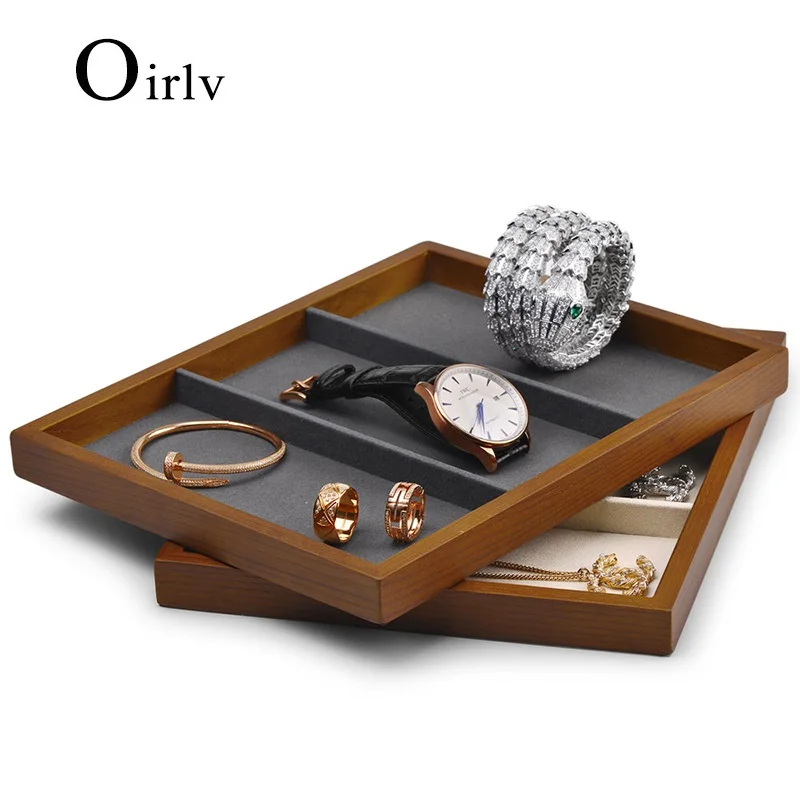 The New Jewelry Tray Solid Wood Three Grid Plate Ring Necklace Bracelet Storage Tray Shop To See The Pallet