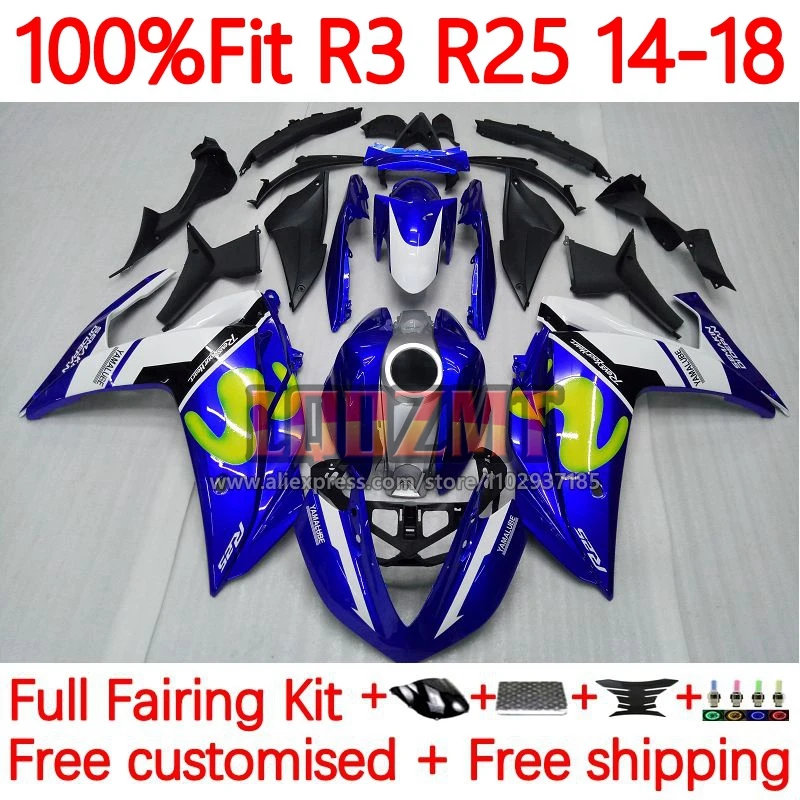

Injection Fairing For YAMAHA YZF R3 R25 YZFR25 YZFR3 YZF-R25 2014 2015 2016 2017 2018 YZF-R3 14 15 16 17 18 Movistar Blue 30No.8