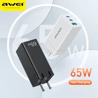 awei 65w gan charger type c pd usb charger fast charger eu plug qc 4 0 3 0 quick charge for iphone huawei power adapter pd9