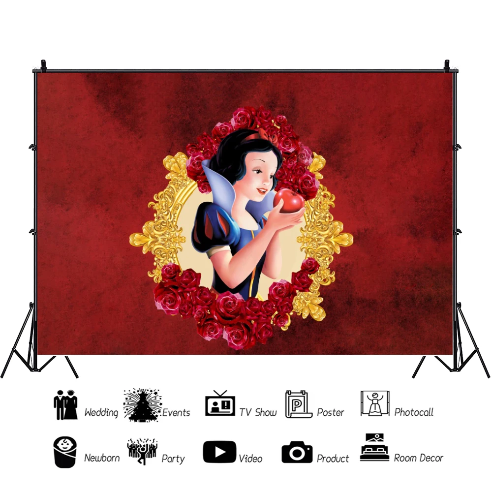 Принцесса Белоснежка Фотофон фон для фотосъемки детский день рождения украшение
