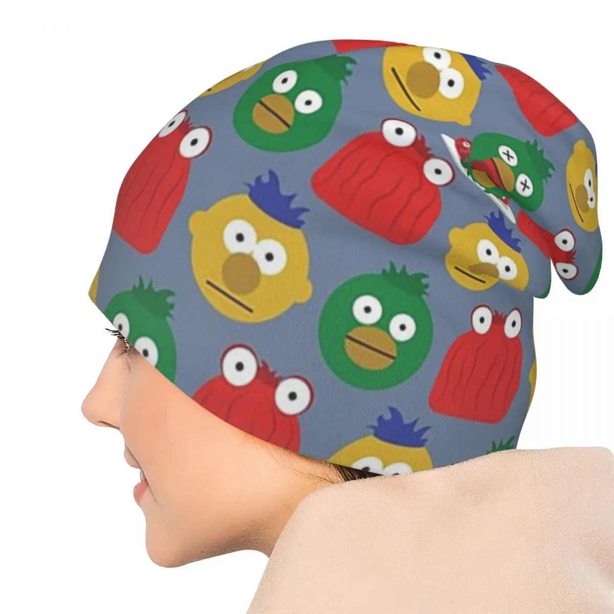 Фото DHMIS персонаж узор Skullies шапки шапки теплая осенне-зимняя уличная шапка вязаная шапка для мужчин женщин взрослых №3