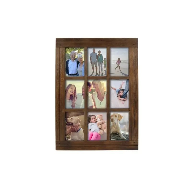 

Homestead Distressed Walnut 9-Opening Collage Picture Frame, for 4x6 Photos, Wall Hanging for Poster Photo Drawing Paintings Pic
