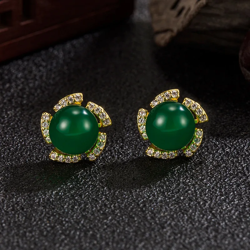 

CN(Origin) DIWENFU 925 Silver Sterling Emerald Earring for Women Green Aros Mujer Oreja Gemstone Emerald Bizuteria Stud Earring