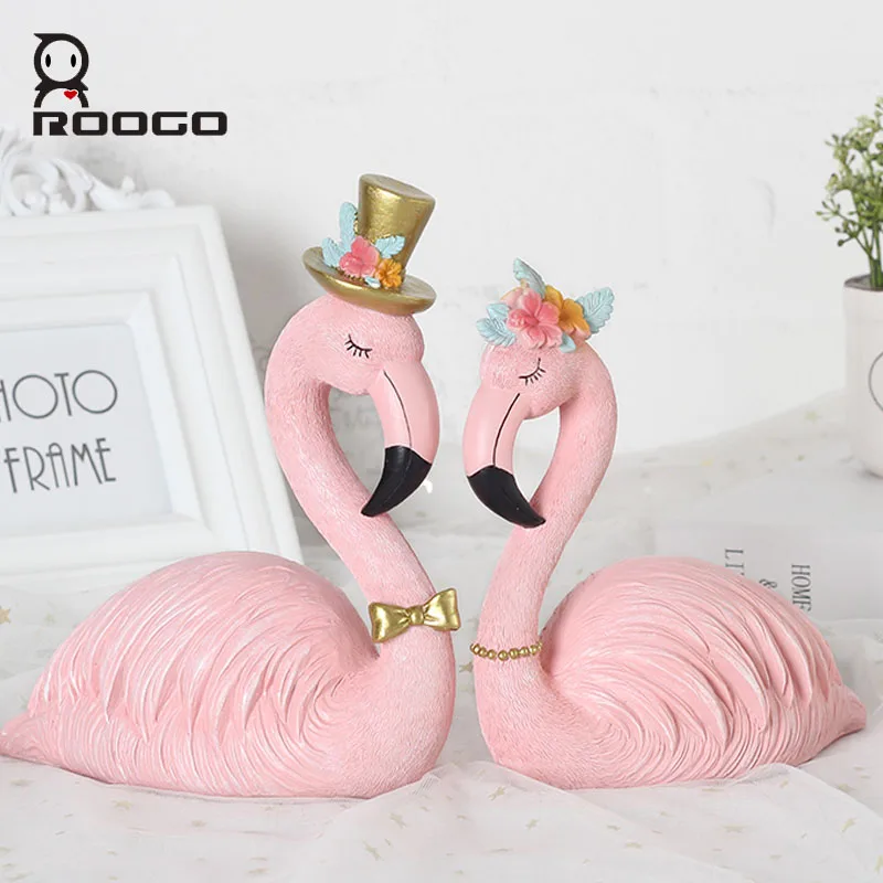 Roogo свадебные украшения аксессуары фигурки из смолы с фламинго для дома декор