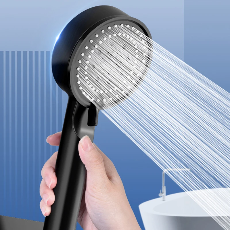 

5-speed Ajustable High-pressure Shower Head One-key Stop Water Water-saving Hand-held Shower Head with Hose Bathroom Accessories