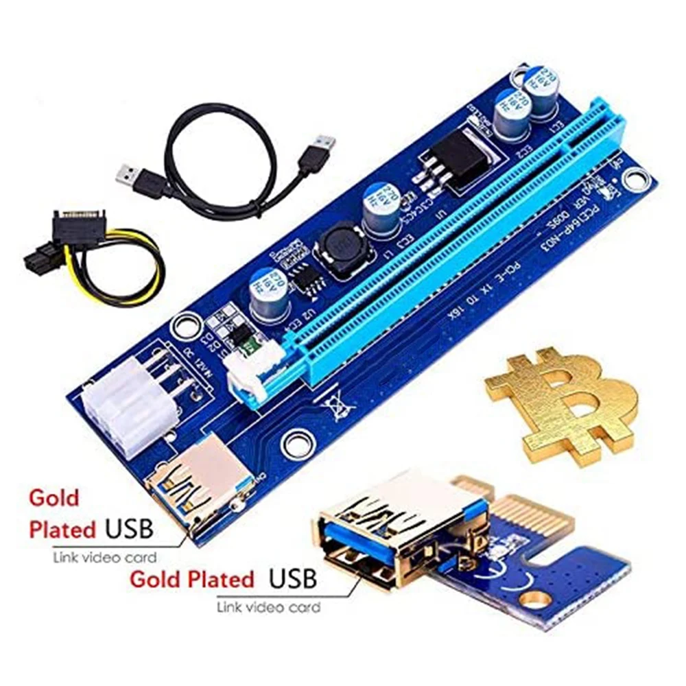Версия 009S Gold PCI-E 1X до 16X USB 3 0 удлинитель переходник карта адаптера 6-контактная
