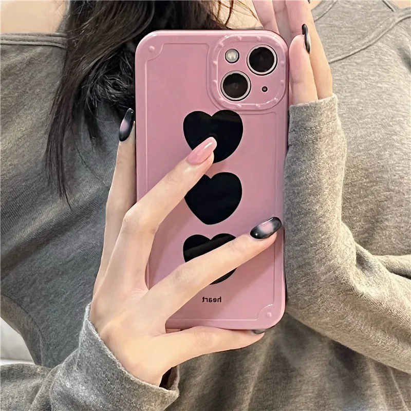 

Simple Black Heart Apple 11/12 for iPhone 13/14PROMAX Case XS Fall proof XR All inclusive
