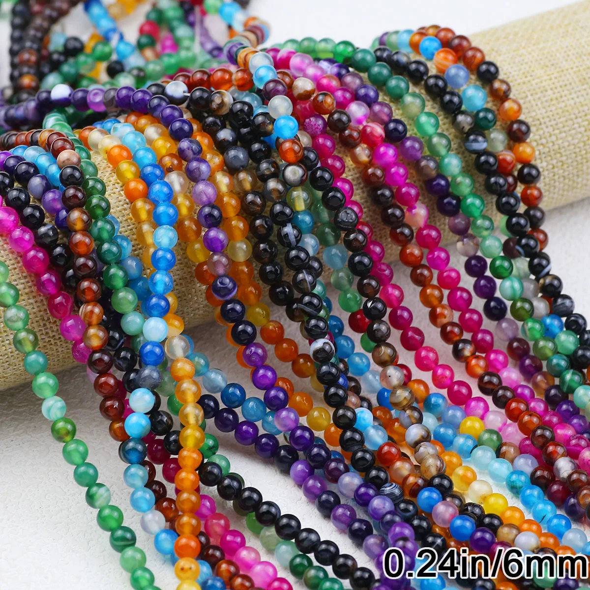 Круглые натуральные полосатые агатовые камни-разделители свободные бусины для