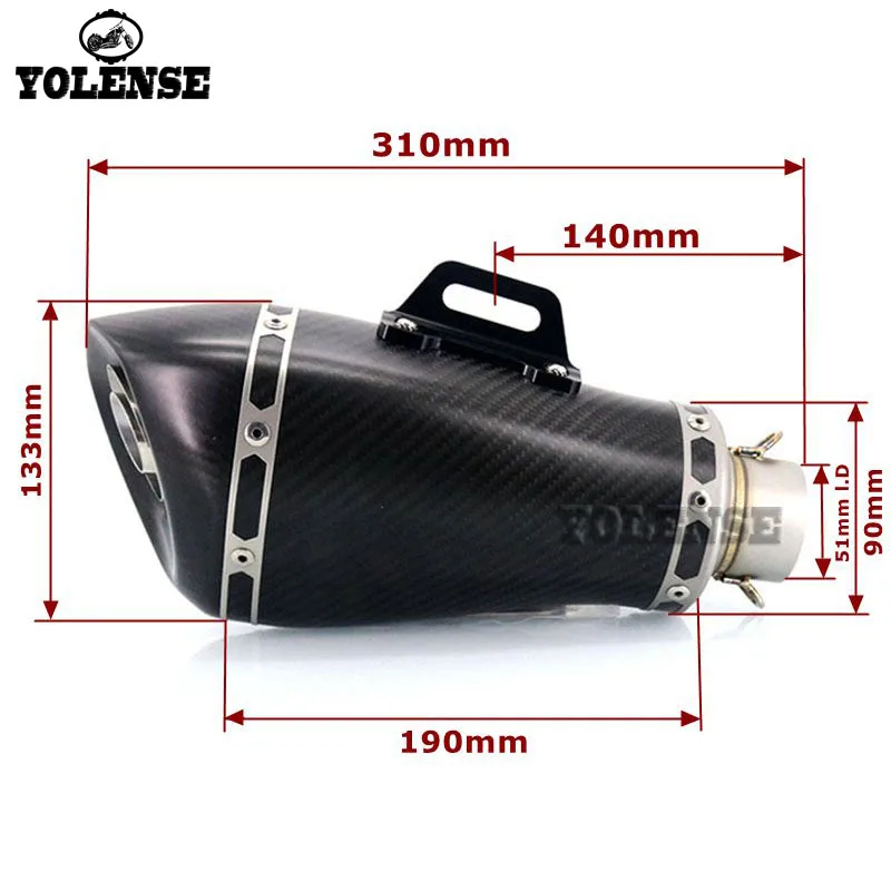 Выхлопной глушитель из углеродного волокна для YAMAHA YZF R1 R3 R6 R25 R125 XJ6 XJR1300 T-MAX 530 500 на