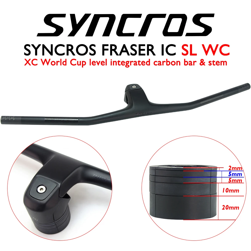 

Syncros Full Carbon Fiber FRASER IC SL WC -20° MTB Bicycle Integrated Handlebar With Stem Bike Accessories 70/80/90/100mm*740mm