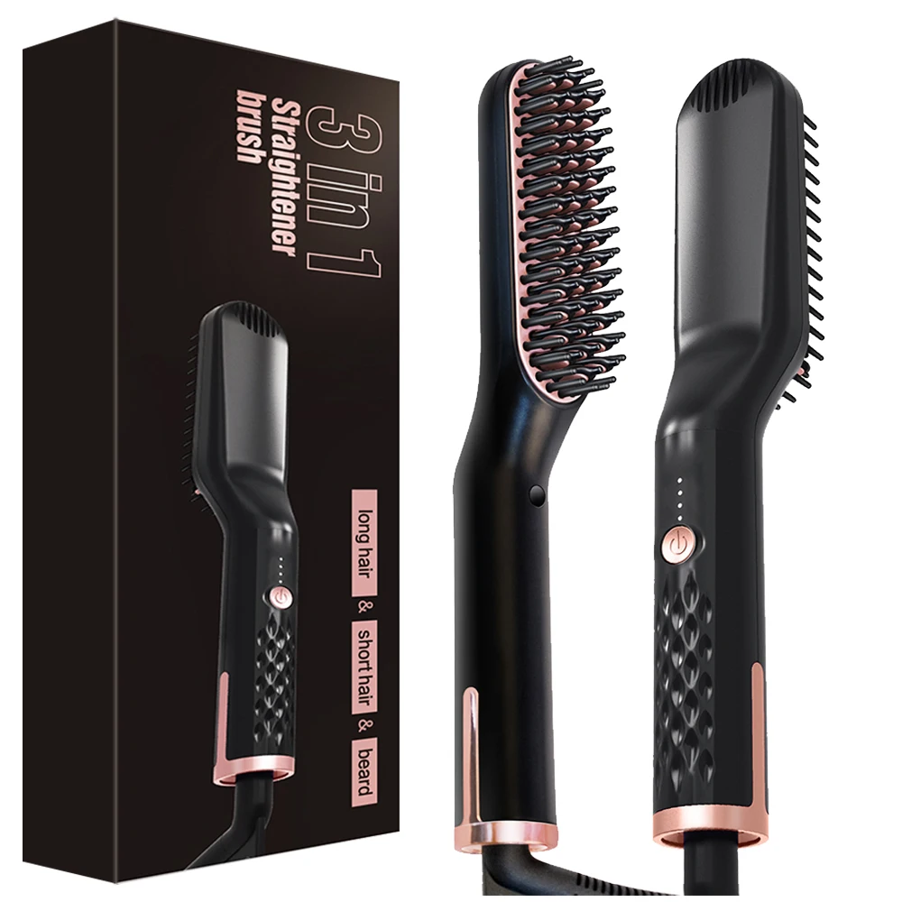 

Beard Hair Straightening Brush Hot Heated Comb Men Beard Multifunctional Straightener Ceramic Comb Quick Hair Styler Woman