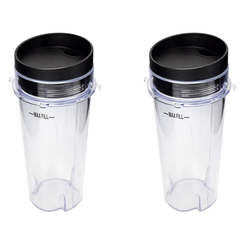 

2X Blender Cup With Lid For Nutri Ninja, Single Serve Replacement Parts For BL740/BL770/BL771/BL772/BL780/BL660/BL663