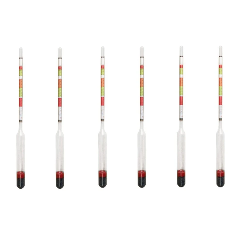 

JHD-6Pcs Triple Scale Hydrometer Self Brewed Wine Sugar Meter For Home Making Beer