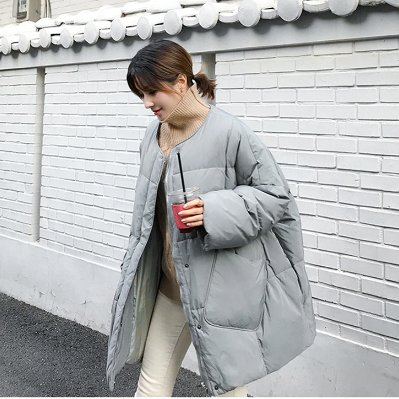 Women Scarf Down Jacket Winter Clothing Warmth Parka Loose Korean Fashion Thicken White Duck Down Snow Jacket New Za
