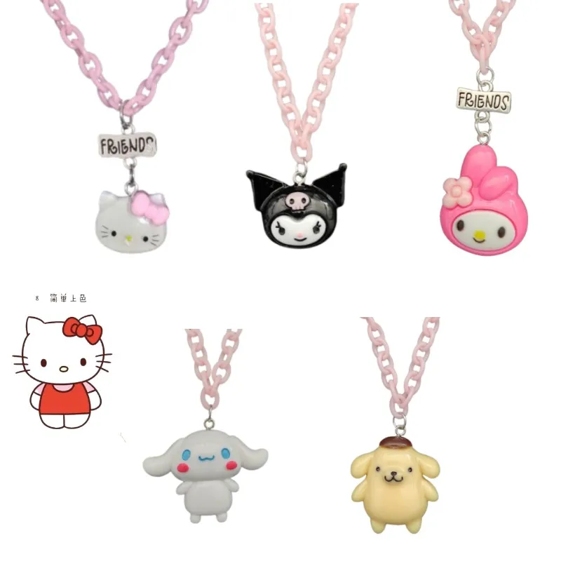 

Fashion Hellokitty Necklace Retro Girl Clavicle Chain Anime Melody Kuromi Cinnamoroll Hiphop Pendant Jewelry Kawaii Child Gift