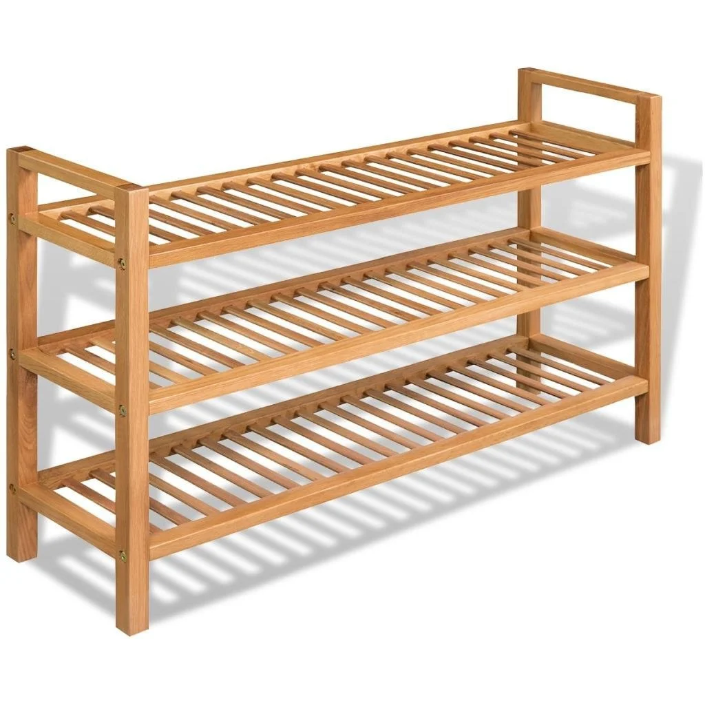 

Shoe Rack with 3 Shelves Solid Oak 39.4"x10.6"x23.4"